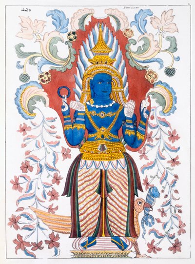 Wiebesana Dewa Raja, de Vier Heuvelwachters, uit De Geschiedenis en Doctrine van het Boeddhisme door Edward Upham, 1829 door English School