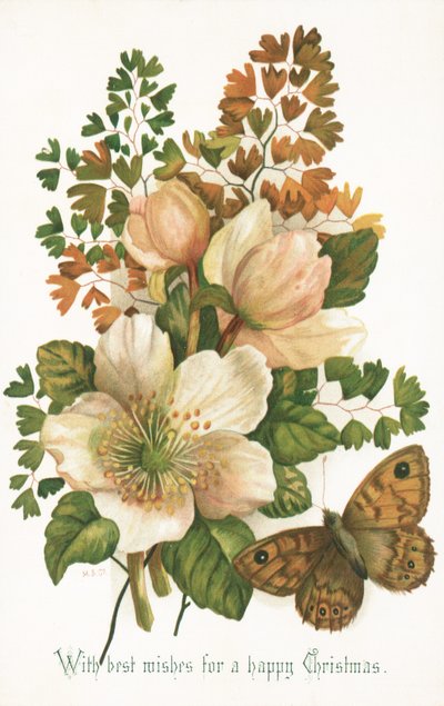 Wilde Rozen en Vlinder, Kerstkaart door English School