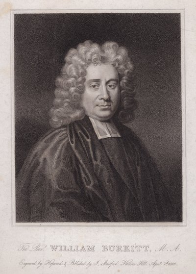 William Burkitt, Engelse geestelijke en schrijver (gravure) door English School