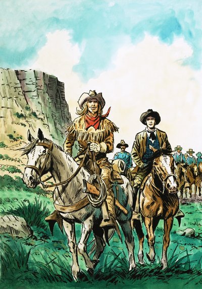 William Cody leidt een colonne Amerikaanse cavaleristen door English School
