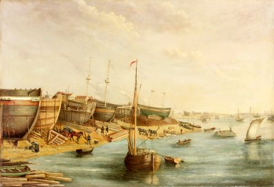 William Piles Scheepswerf, North Sands, ca. 1830 door English School