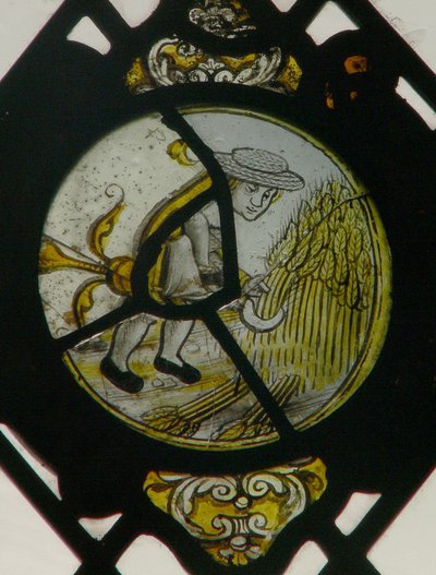 Raam S2 met de Arbeid van de Maanden: Augustus door English School