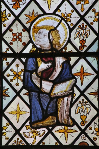 Raam St. Nectan Kapel Ew met St. Johannes uit een kruisigingsscène door English School