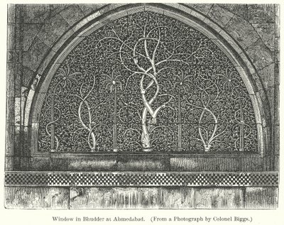 Venster in Bhudder in Ahmedabad (gravure) door English School