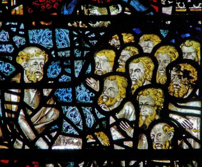 Raam w3 met Christus wast de voeten van zijn discipelen door English School