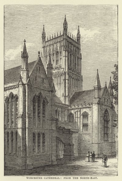 Worcester Kathedraal, vanuit het noordoosten door English School