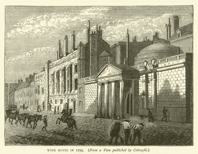 York House in 1795, naar een uitzicht gepubliceerd door Colnaghi door English School