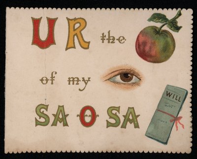 "Jij bent de appel van mijn oog", wenskaart door English School
