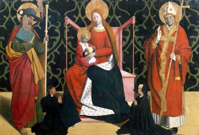 Maagd met Kind tussen St. Jacobus en bisschop door Enguerrand Quarton