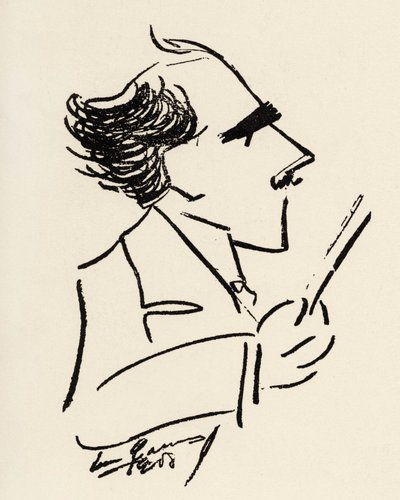 Arturo Toscanini (1867-1957) Italiaanse dirigent in een karikatuur door Enrico Caruso (Italiaanse tenor) door Enrico Caruso