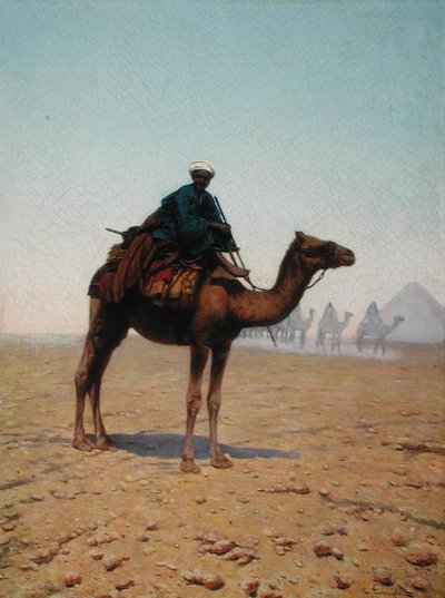 Een Karavaan die een Piramide Passeert, c.1869 door Enrico Tarenghi