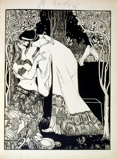 Salomo en Sheba, uit het boek Juda geïllustreerd door Ephraim Moses Lilien (1874-1925). Lilien wordt beschouwd als de vader van de zionistische iconografie, gecreëerd in de Jugendstil (Duitse art nouveau) stijl. Hij illustreerde 
