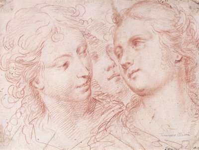 Drie studies van vrouwelijke hoofden door Ercole Procaccini