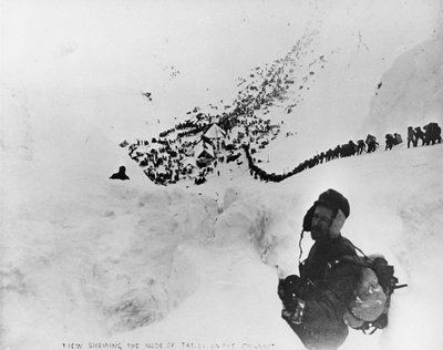 Reismethode op de Chilkoot, uit 