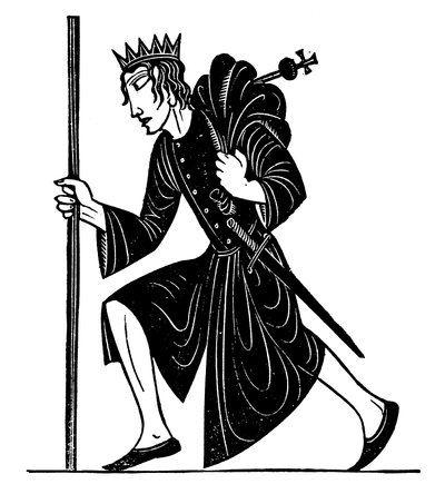 Titelillustratie voor Koning Hendrik IV, Eerste Deel, door William Shakespeare door Eric Gill