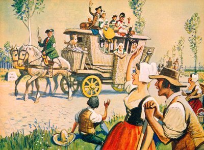 Een koets op de weg tussen Parijs en Versailles in 1787 door Eric Parker