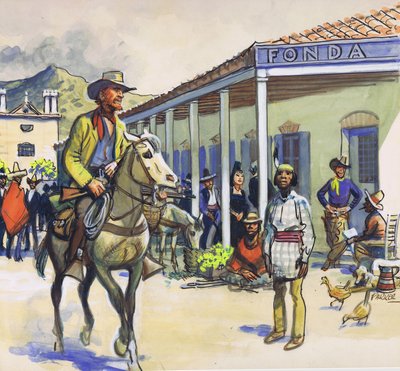La Fonda, Santa Fe (gouache op papier) door Eric Parker