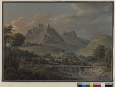 Gezicht op het kasteel Sirok, Hongarije, district Heves; Gouache van Franz Jaschke door Erich Lessing