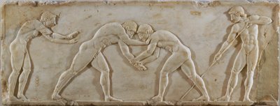 Jonge Acheans bezig met atletische wedstrijd door Erich Lessing