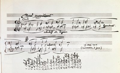 Detail van muzikale partituur van Sports et divertissements door Erik Satie door Erik Satie