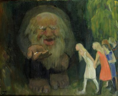 De trol lokte de meisjes met goud door Erik Theodor Werenskiold