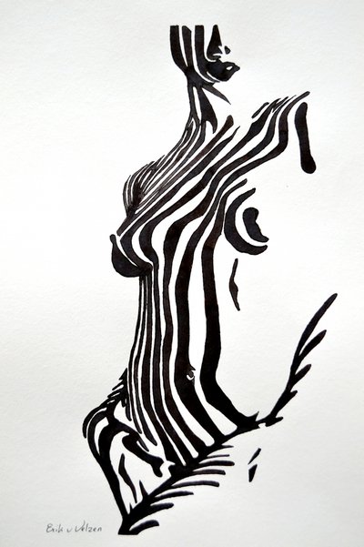 Zebragestreepte nude door Erik Van Velzen