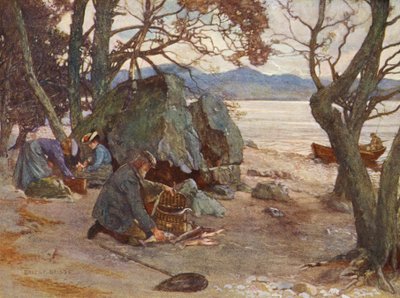 Lunchtijd op Loch Awe door Ernest Edward Briggs