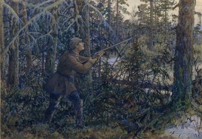 Jacht op de auerhoen, 1937 door Ernest Ernestovich Lissner