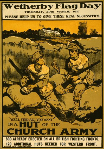 Poster voor Wetherby Flag Day, donderdag 29 maart 1917, uitgegeven 1917 door Ernest Hasseldine