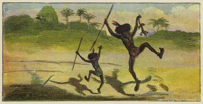 Een heer en een jongen gaan lunchen en springen van vreugde door Ernest Henry Griset