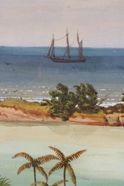 Detail van triptiek van een atol, 1871 wc op papier door Ernest Henry Griset
