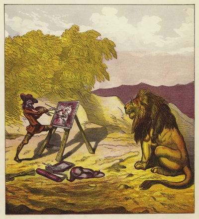 John Bold schildert de leeuw door Ernest Henry Griset