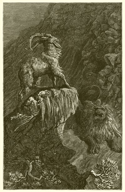 De geit en de leeuw door Ernest Henry Griset