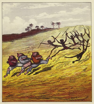 De drie zeelieden achtervolgd door kannibalen door Ernest Henry Griset