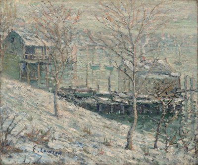 Harlem River winterscène door Ernest Lawson