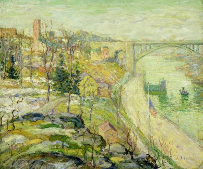 Washington Bridge, New York door Ernest Lawson