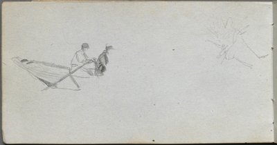 Schetsboek, pagina 04: Figuren in een boot door Ernest Meissonier