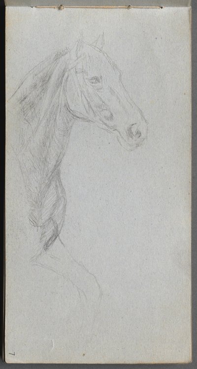 Schetsboek, pagina 07: Studie van een paard door Ernest Meissonier