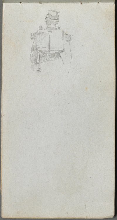 Schetsboek, pagina 08: Studie van een soldaat van achteren door Ernest Meissonier