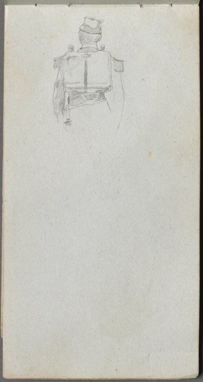 Schetsboek, pagina 08: Studie van een soldaat van achteren door Jean Louis Ernest Meissonier
