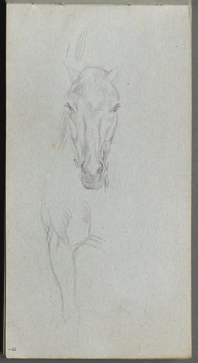 Schetsboek, pagina 09: Studie van een paard door Ernest Meissonier