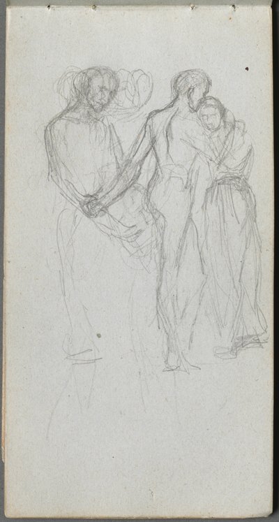 Schetsboek, pagina 10: Omhelzende Figuren door Jean Louis Ernest Meissonier