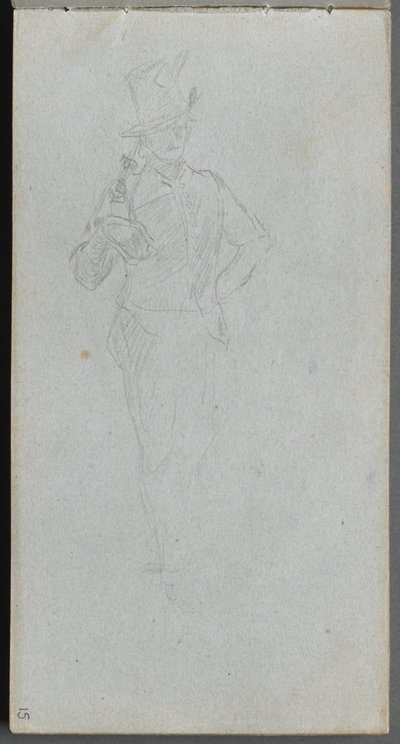 Schetsboek, pagina 15: Studie van een soldaat door Jean Louis Ernest Meissonier