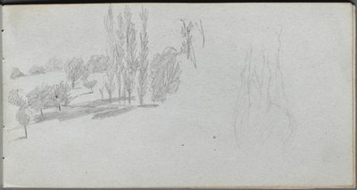 Schetsboek, pagina 18: Studie van een paard en landschapstudie door Jean Louis Ernest Meissonier