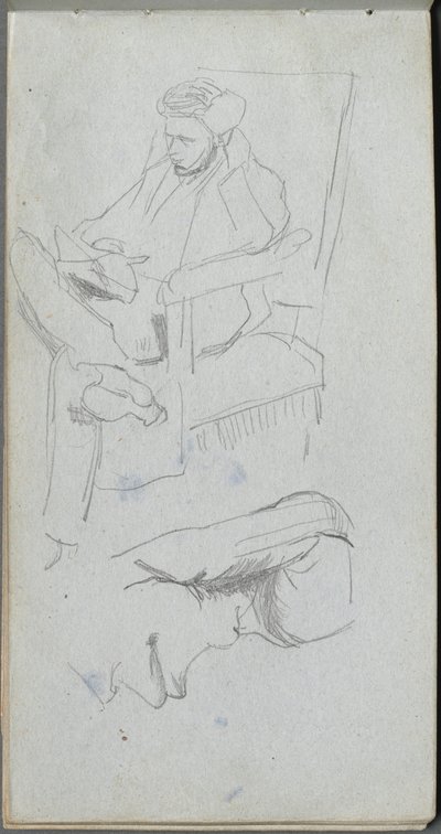 Schetsboek, pagina 24: Zittende mannelijke figuur door Jean Louis Ernest Meissonier
