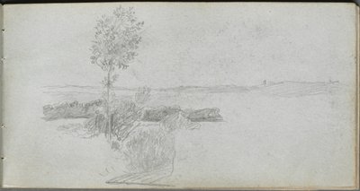 Schetsboek, pagina 28: Landschapsstudie door Ernest Meissonier