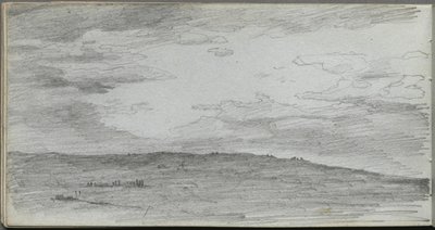 Schetsboek, pagina 34: Landschapsstudie door Ernest Meissonier