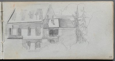 Schetsboek, pagina 49: Architecturale studie door Ernest Meissonier