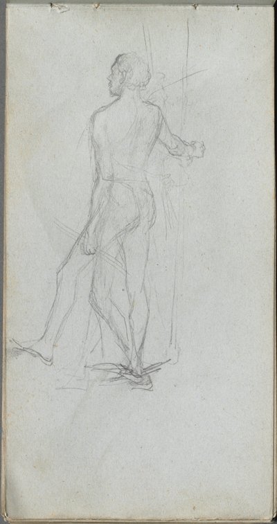 Schetsboek, pagina 60: Naakt mannelijk studie door Jean Louis Ernest Meissonier
