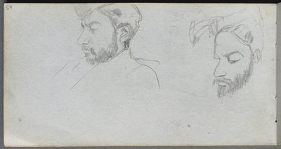 Schetsboek, pagina 65: Studie van gezichten in profiel door Ernest Meissonier